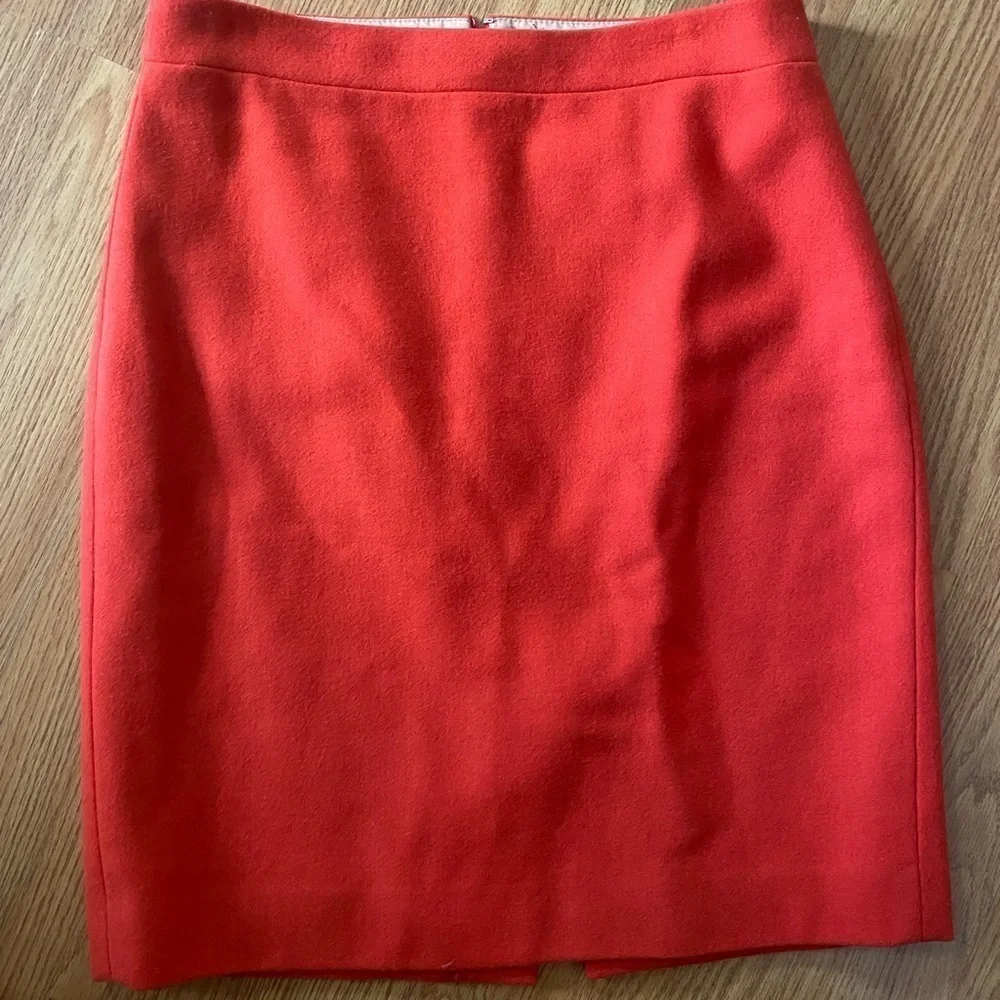 J. Crew Wool The Pencil Skirt Orange Color